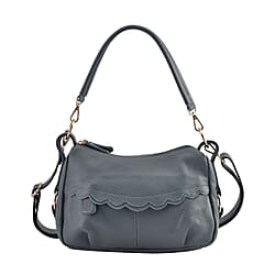  Leather Solid Crossbody Bag (Size 29x9x20 cm) - Black & Black