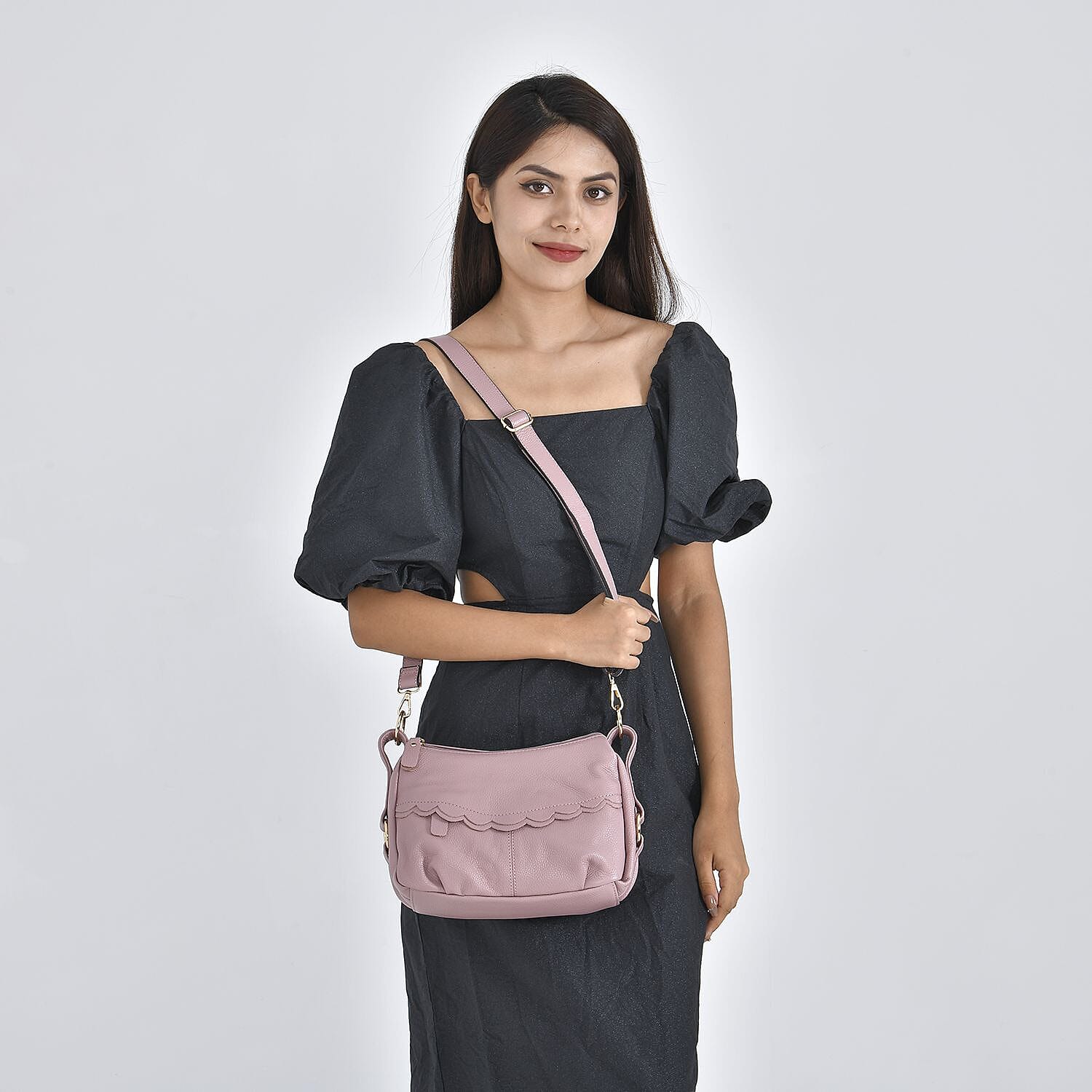 Close Out Deal - Genuine Leather Solid Crossbody Bag (Size 29x20x9 cm) - Pink