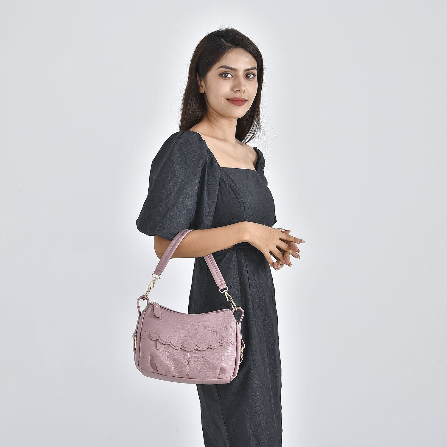 Close Out Deal - Genuine Leather Solid Crossbody Bag (Size 29x20x9 cm) - Pink