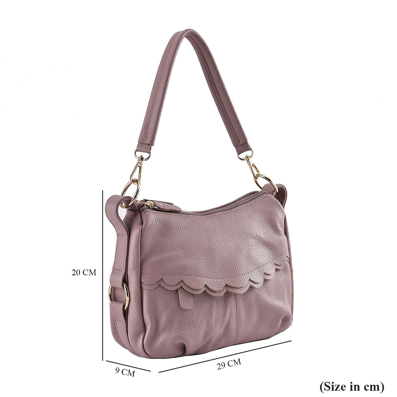 Close Out Deal - Genuine Leather Solid Crossbody Bag (Size 29x20x9 cm) - Pink