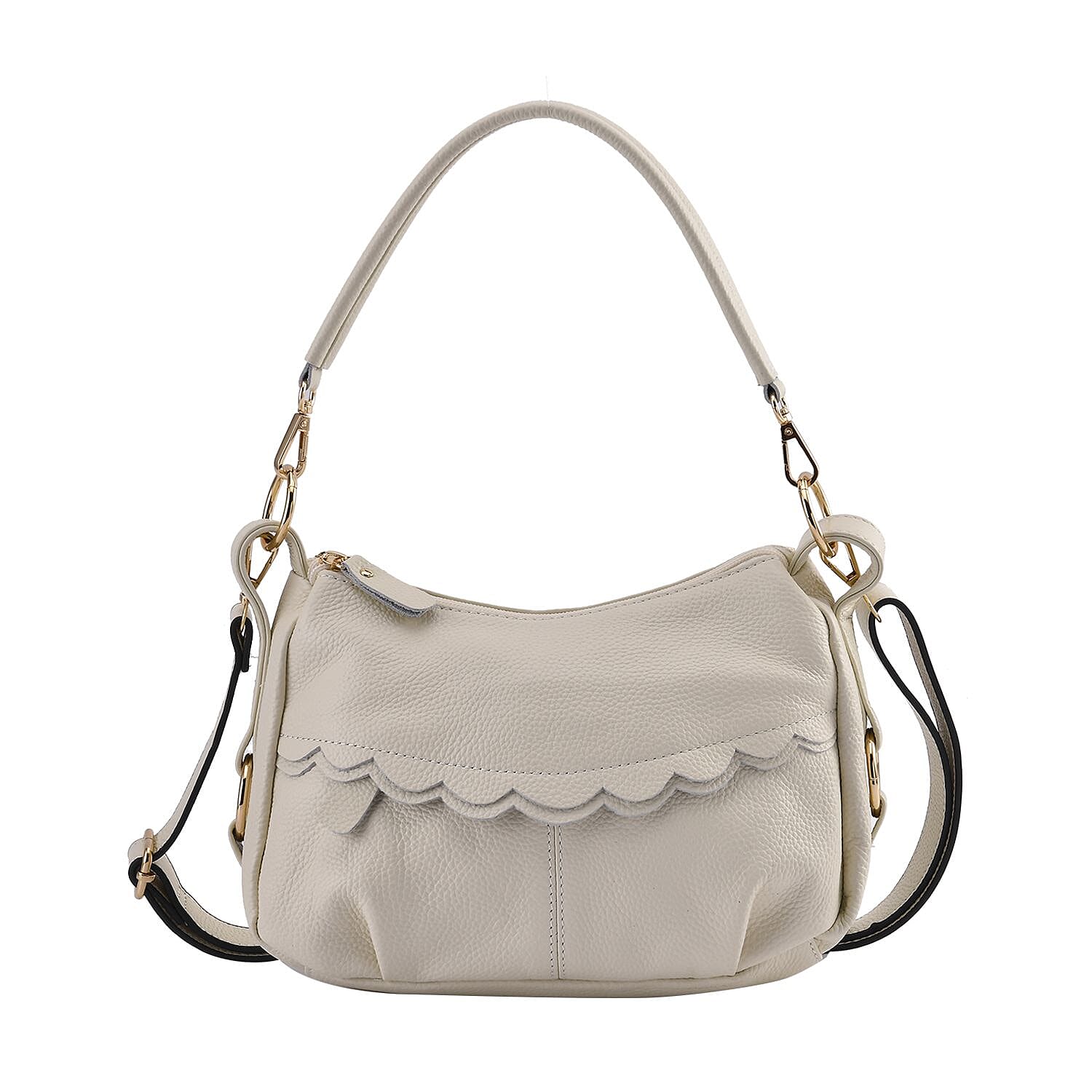 Close Out Deal - Genuine Leather Solid Crossbody Bag (Size 29x20x9 cm) - Off White