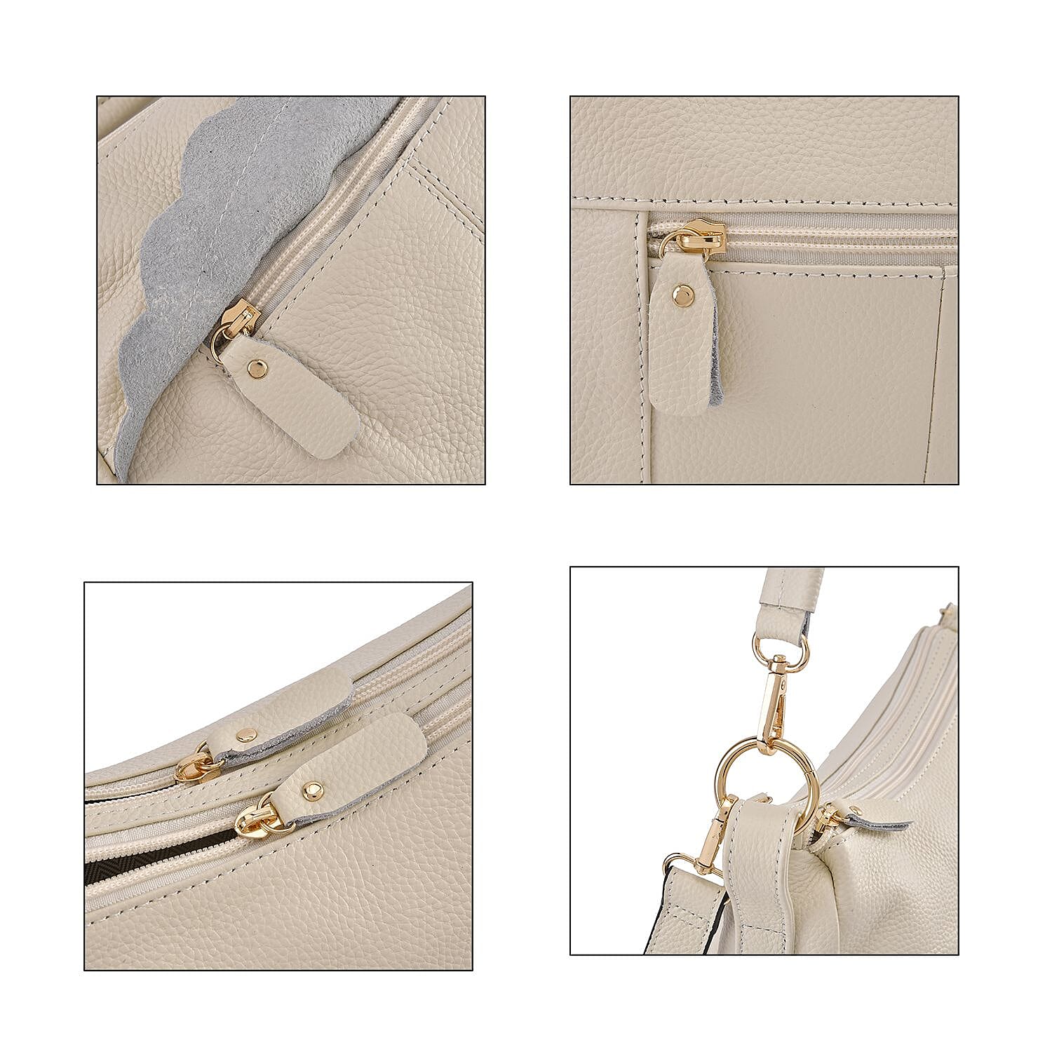 Close Out Deal - Genuine Leather Solid Crossbody Bag (Size 29x20x9 cm) - Off White