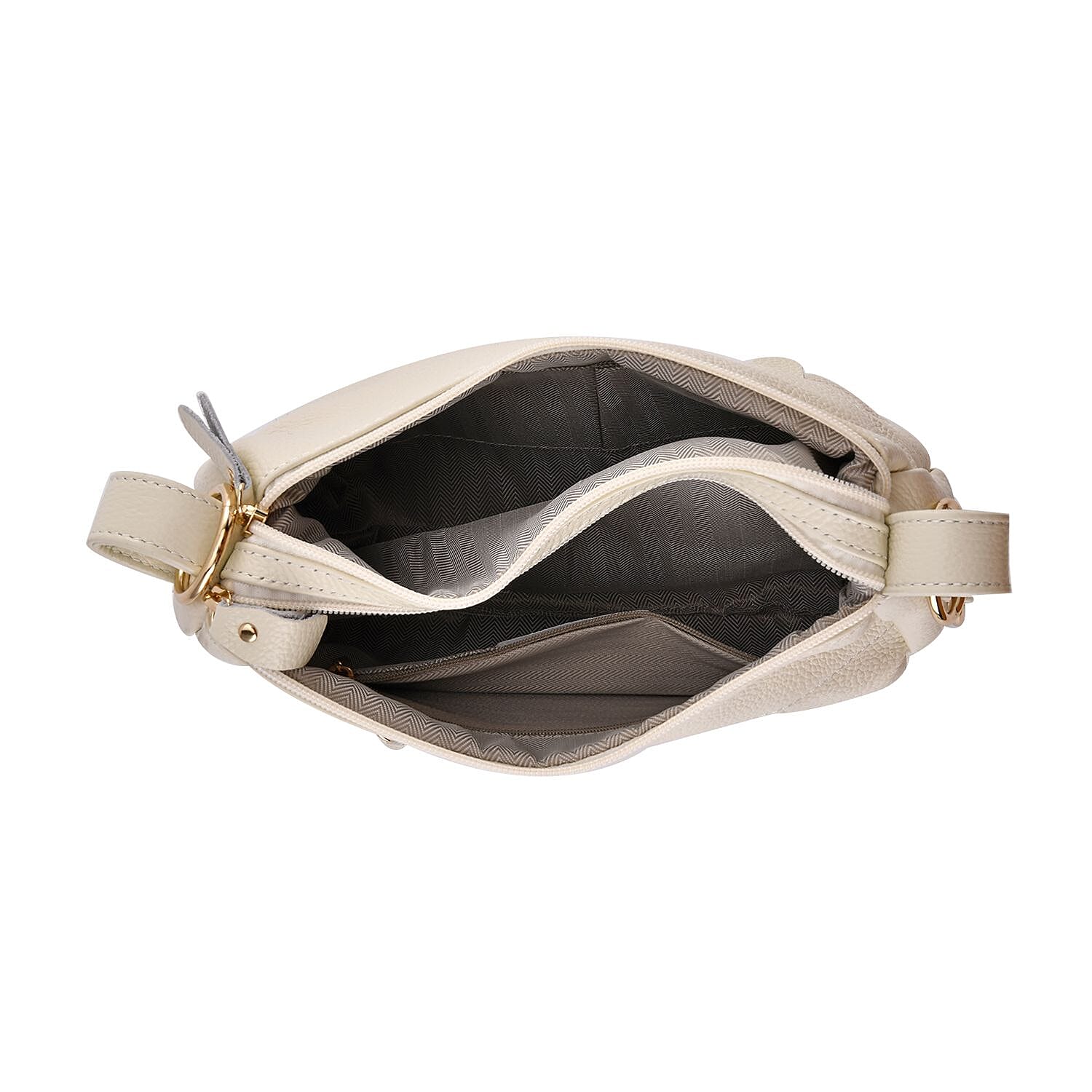 Close Out Deal - Genuine Leather Solid Crossbody Bag (Size 29x20x9 cm) - Off White