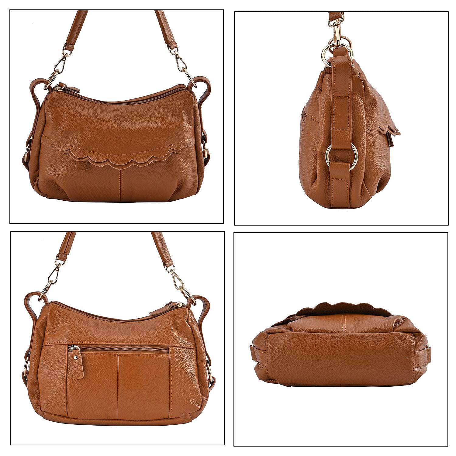 Close Out Deal - Genuine Leather Solid Crossbody Bag (Size 29x20x9 cm) - Tan
