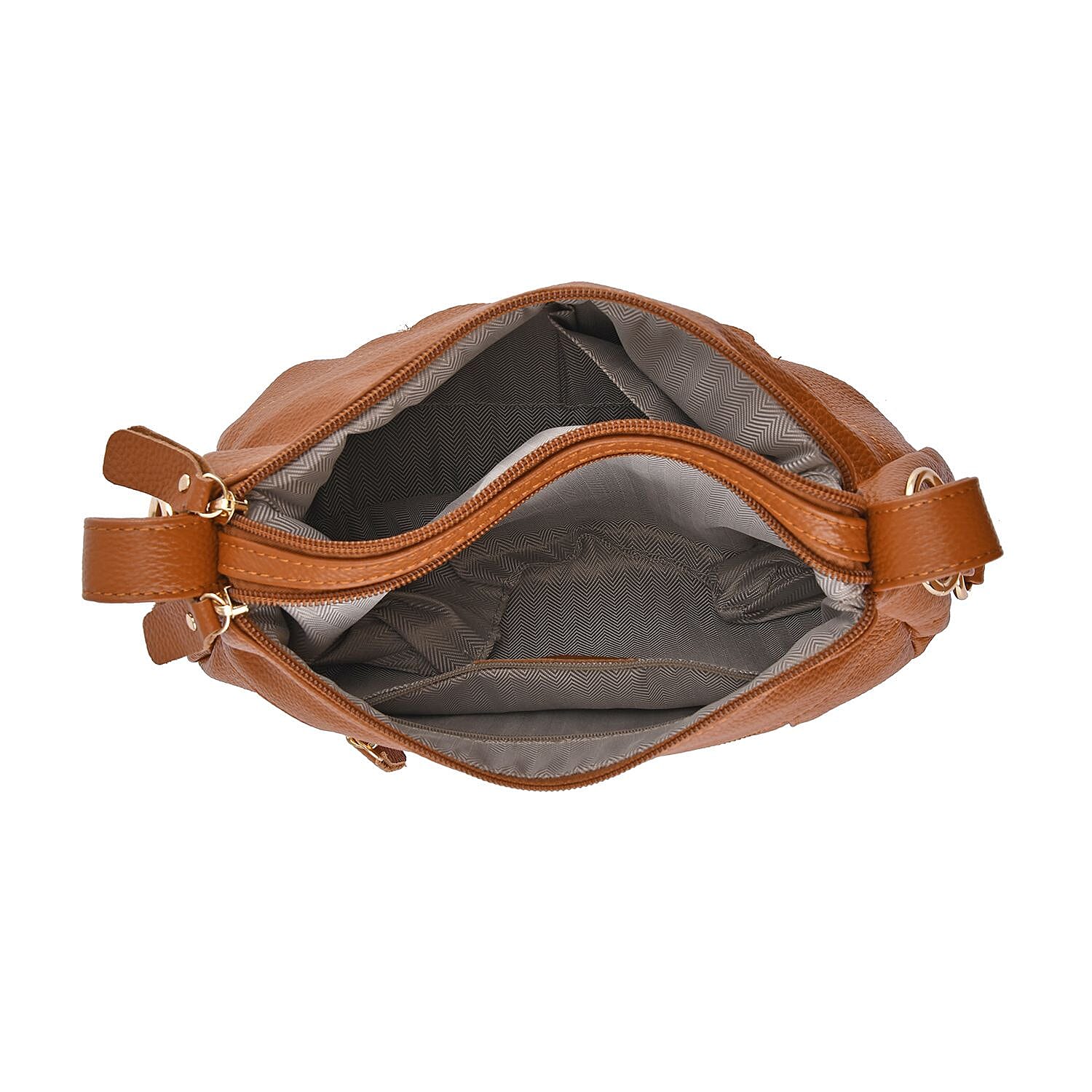 Close Out Deal - Genuine Leather Solid Crossbody Bag (Size 29x20x9 cm) - Tan