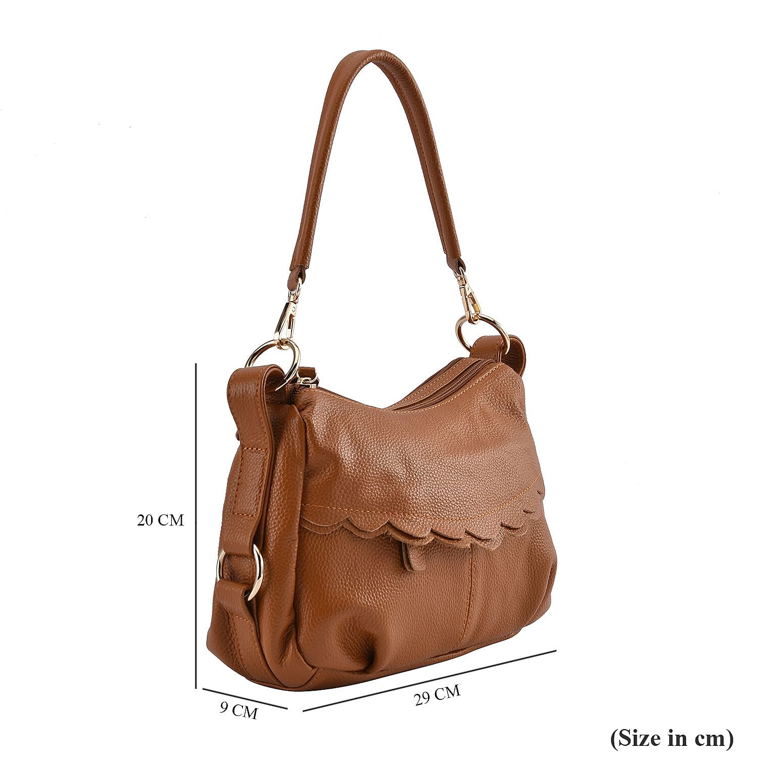Close Out Deal - Genuine Leather Solid Crossbody Bag (Size 29x20x9 cm) - Tan