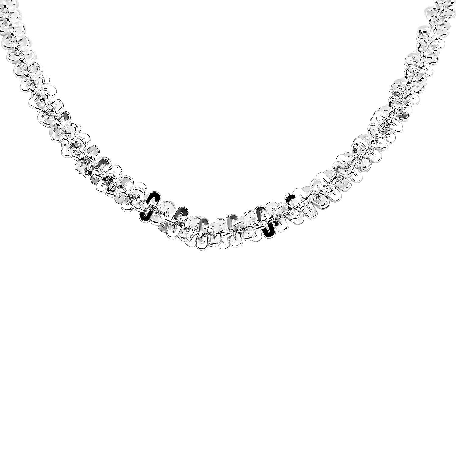 Vicenza Closeout- Sterling Silver Diamond Cut Rock Necklace (Size - 22), Silver Wt. 35.79 Gms