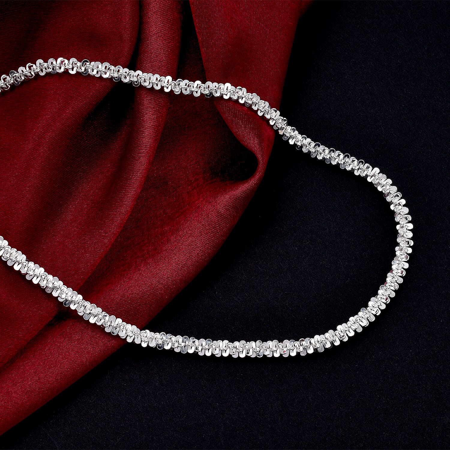 Vicenza Closeout- Sterling Silver Diamond Cut Rock Necklace (Size - 22), Silver Wt. 35.79 Gms