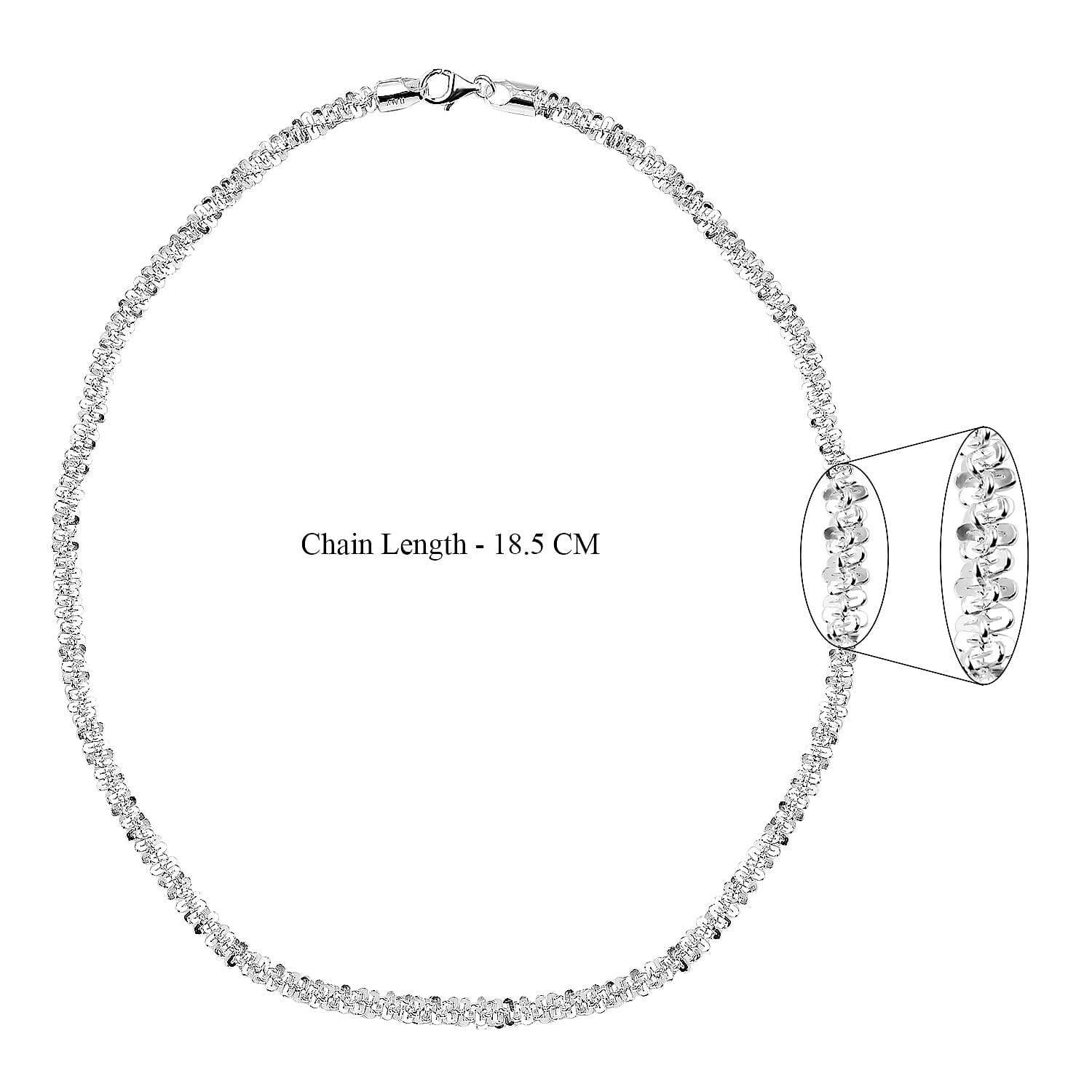 Vicenza Closeout- Sterling Silver Diamond Cut Rock Necklace (Size - 22), Silver Wt. 35.79 Gms