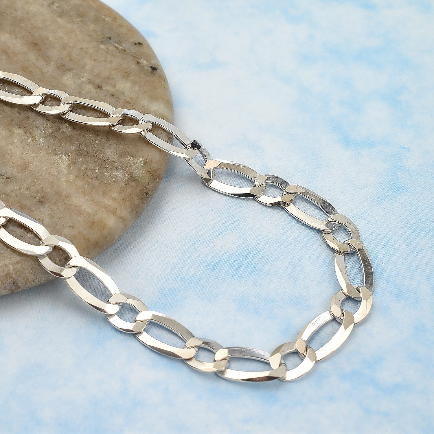 Vicenza Closeout - Sterling Silver Figaro Necklace (Size - 20), Silver Wt. 32 Gms