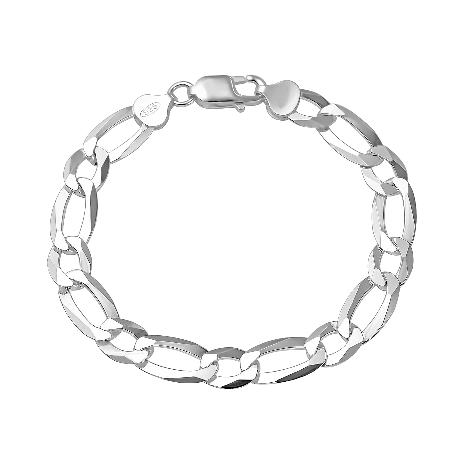 Vicenza Closeout - Italian Made Sterling Silver Figaro Bracelet (Size - 7.5), Silver Wt. 11.44 Gms