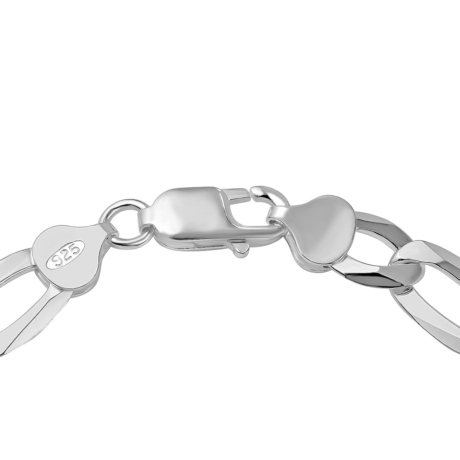 Vicenza Closeout - Italian Made Sterling Silver Figaro Bracelet (Size - 7.5), Silver Wt. 11.44 Gms