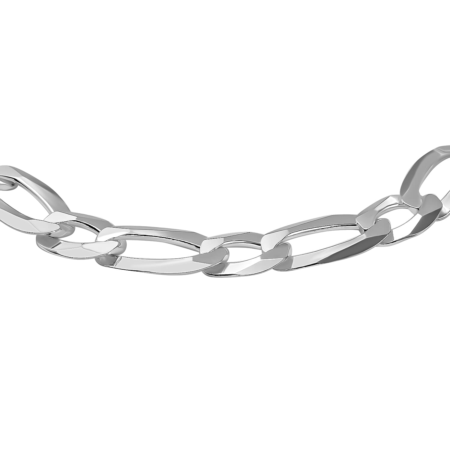 Vicenza Closeout - Italian Made Sterling Silver Figaro Bracelet (Size - 7.5), Silver Wt. 11.44 Gms
