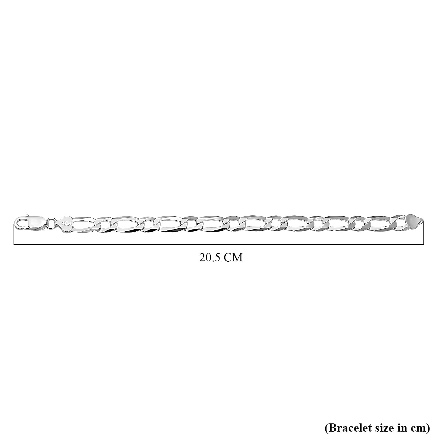 Vicenza Closeout - Italian Made Sterling Silver Figaro Bracelet (Size - 7.5), Silver Wt. 11.44 Gms