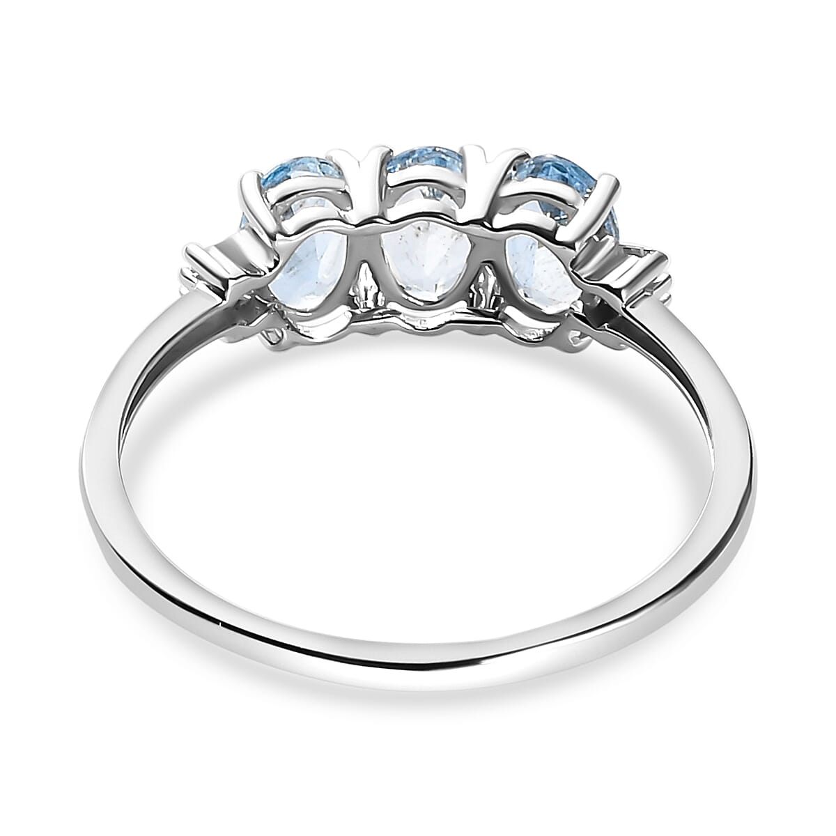9K White Gold Santamaria Aquamarine and Diamond Ring 1.22 Ct.