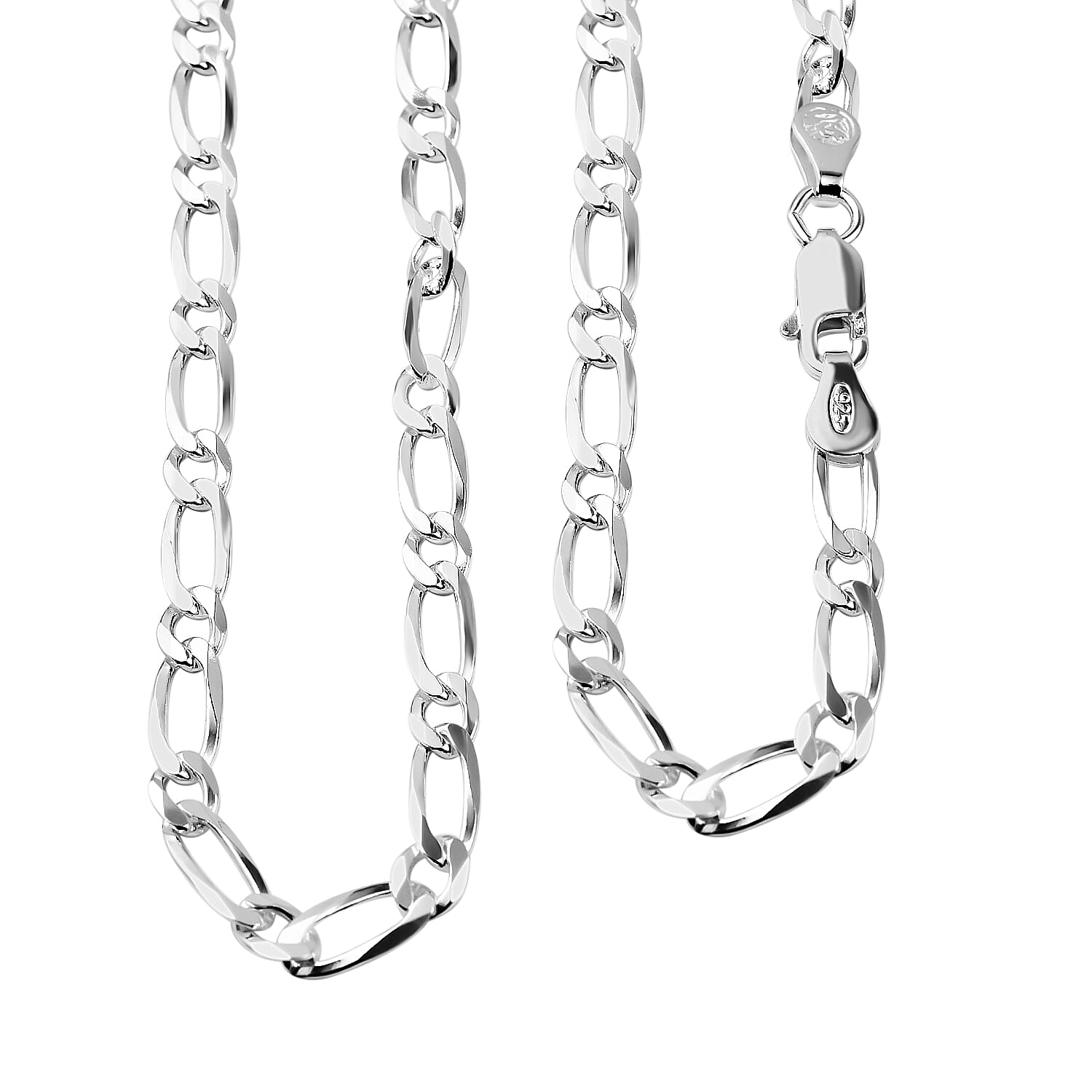 Italian Made Close Out- Sterling Silver Figaro Style Necklace (Size - 18), Silver Wt 7.01 Gms