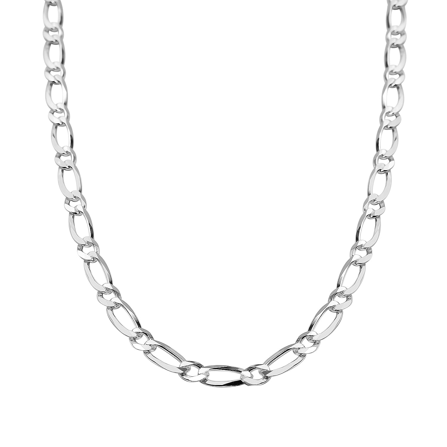 Italian Made Close Out- Sterling Silver Figaro Style Necklace (Size - 18), Silver Wt 7.01 Gms