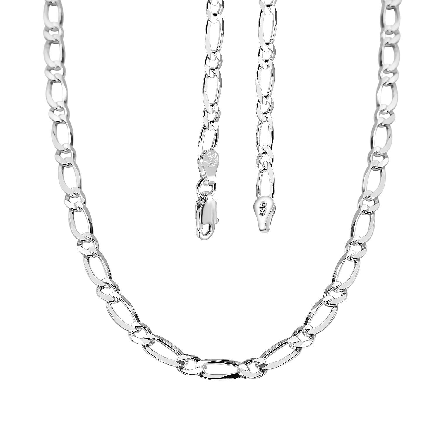 Italian Made Close Out- Sterling Silver Figaro Style Necklace (Size - 18), Silver Wt 7.01 Gms
