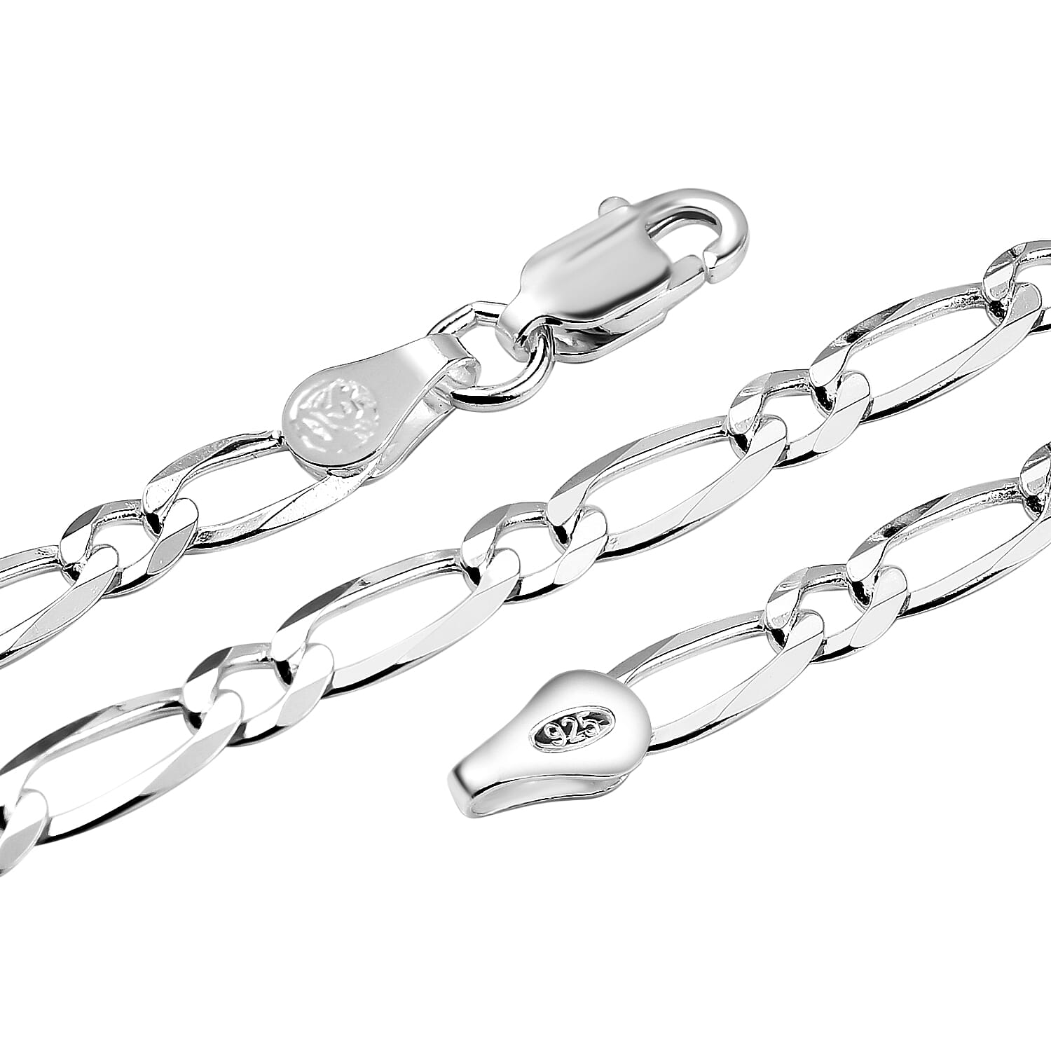 Italian Made Close Out- Sterling Silver Figaro Style Necklace (Size - 18), Silver Wt 7.01 Gms