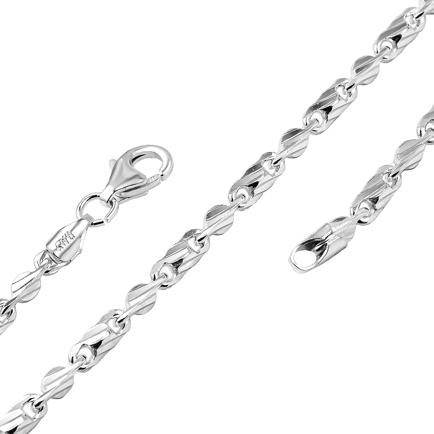 Italian Made Sterling Silver Diamond Cut Necklace (Size - 18)