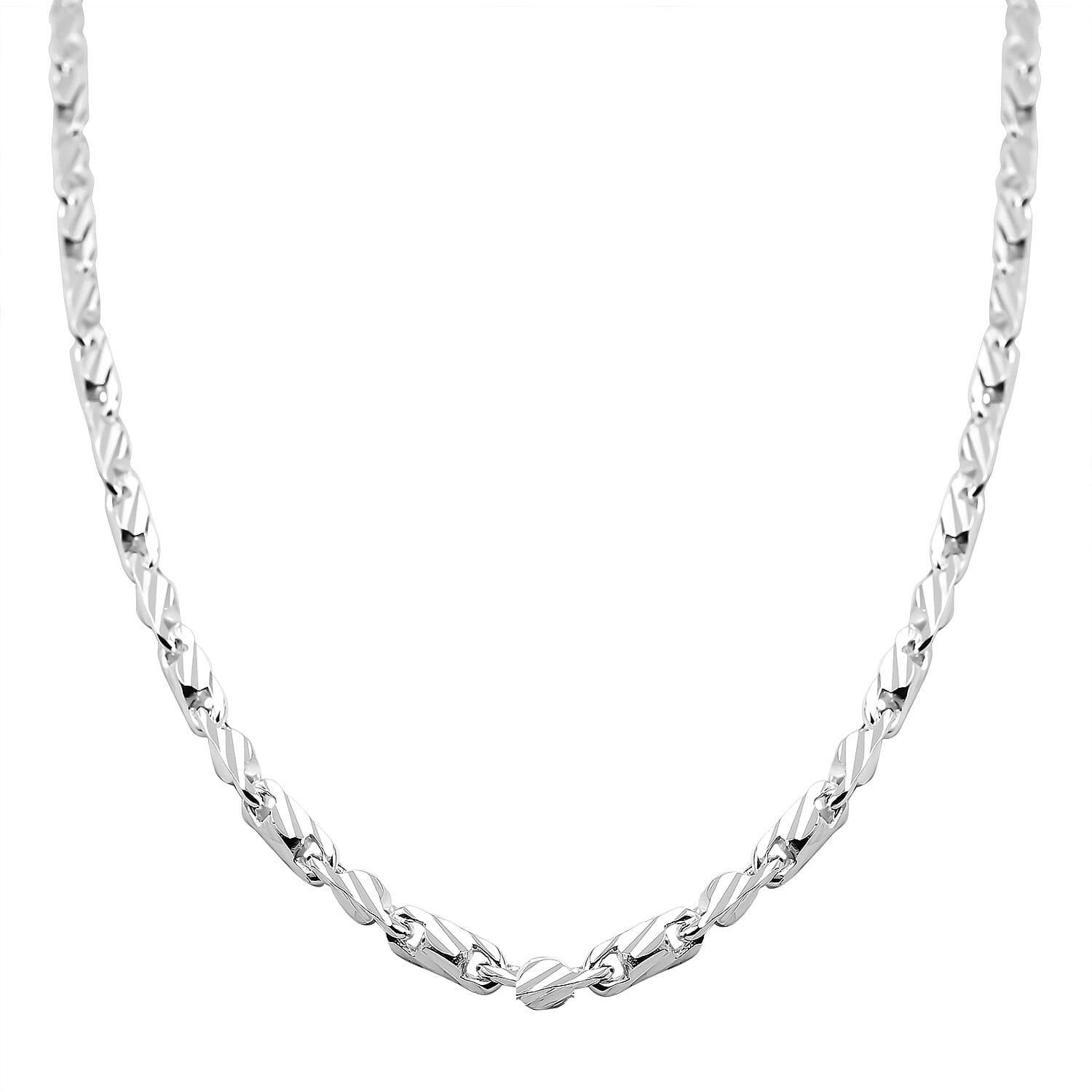 Italian Made Sterling Silver Diamond Cut Necklace (Size - 18)