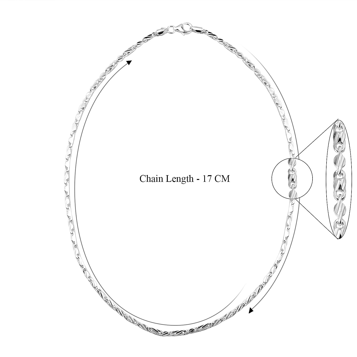 Italian Made Sterling Silver Diamond Cut Necklace (Size - 18)