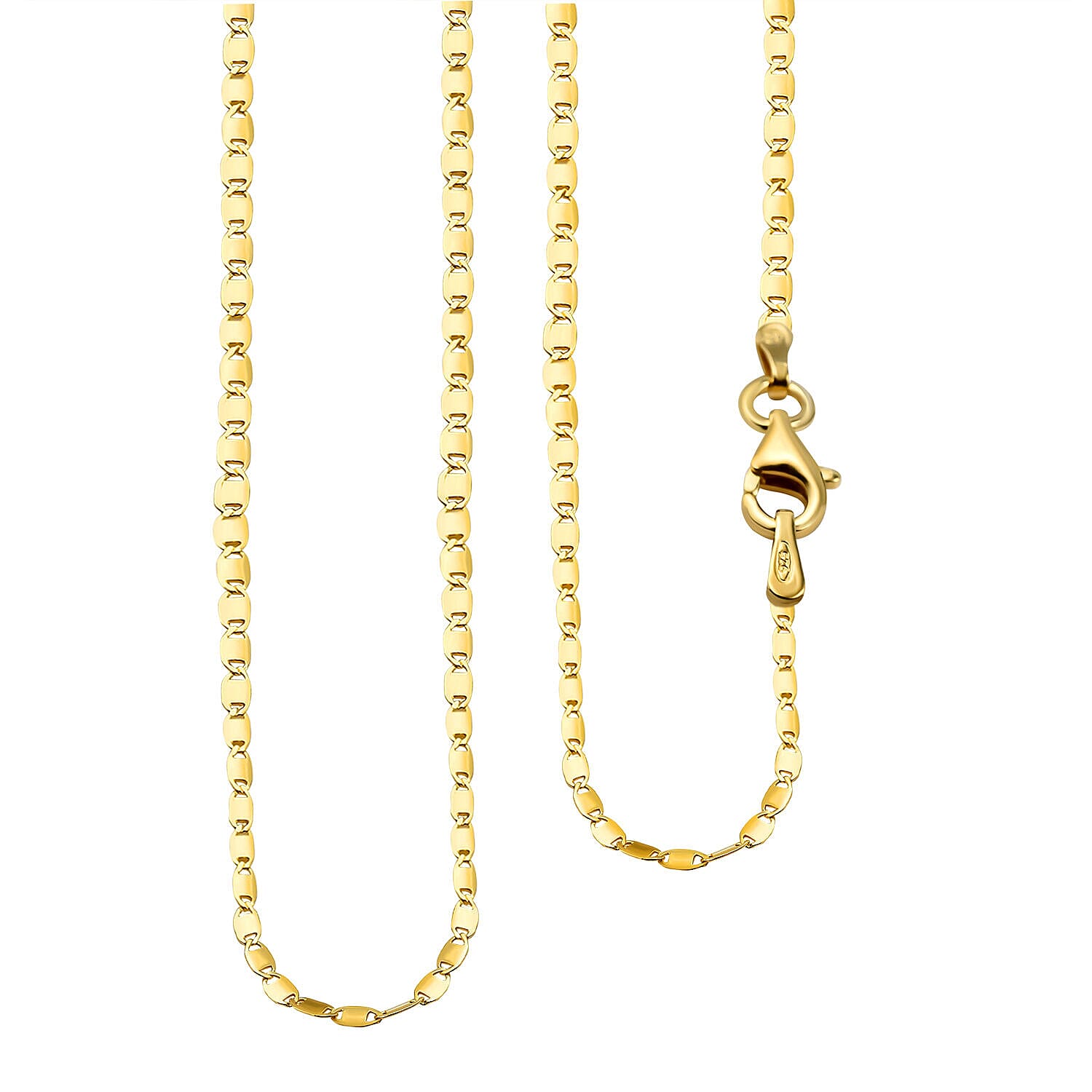 Italian Made -Yellow Gold Overlay Sterling Silver Valentino Chain (Size - 18)