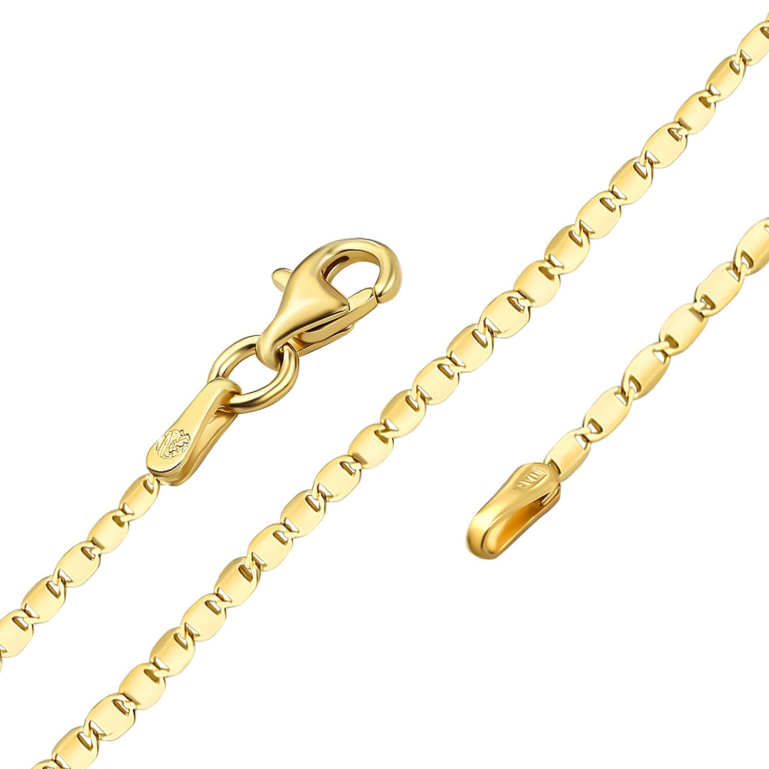 Italian Made -Yellow Gold Overlay Sterling Silver Valentino Chain (Size - 18)