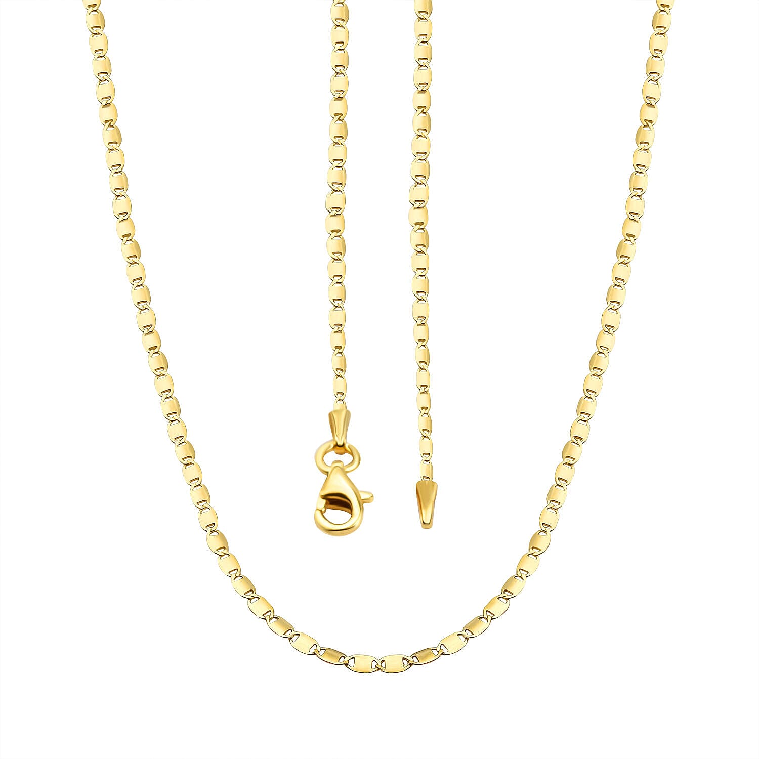 Italian Made -Yellow Gold Overlay Sterling Silver Valentino Chain (Size - 18)