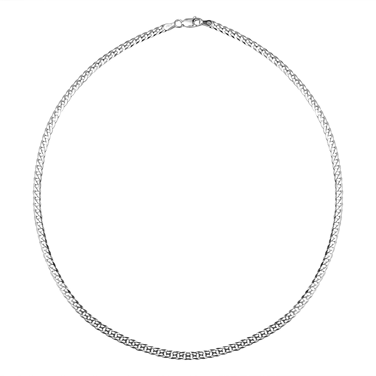 Italian Made - Sterling Silver Curb Necklace (Size - 18) Silver Wt. 7.00 Gms