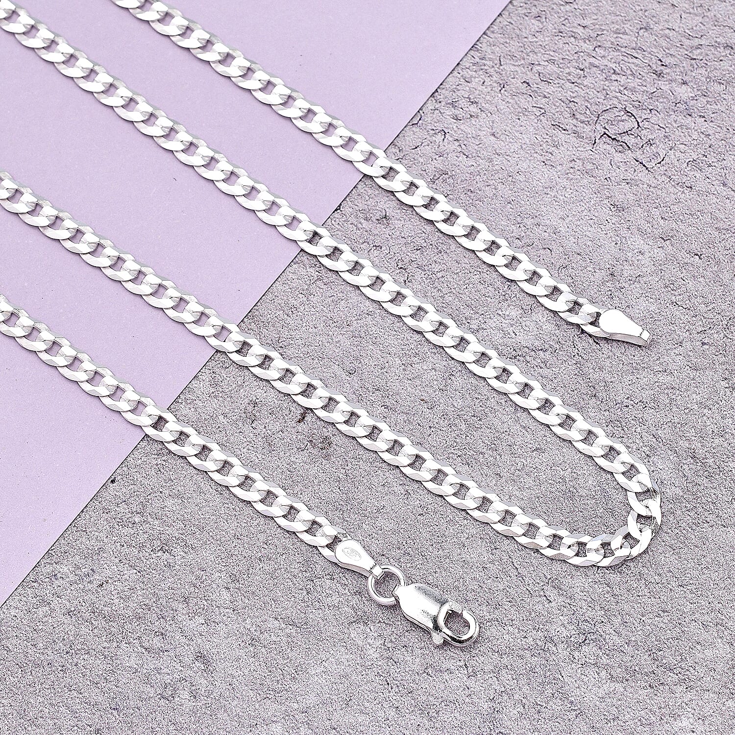 Italian Made - Sterling Silver Curb Necklace (Size - 18) Silver Wt. 7.00 Gms