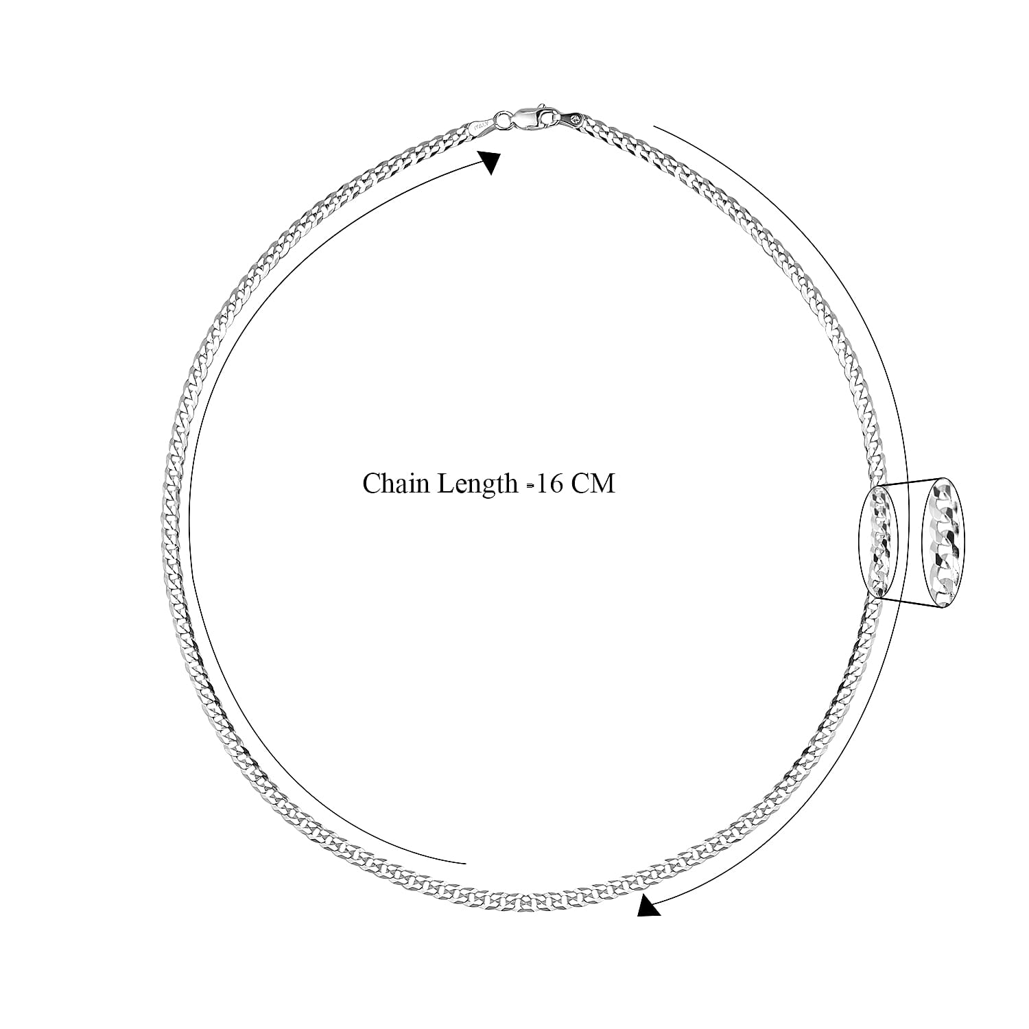 Italian Made - Sterling Silver Curb Necklace (Size - 18) Silver Wt. 7.00 Gms