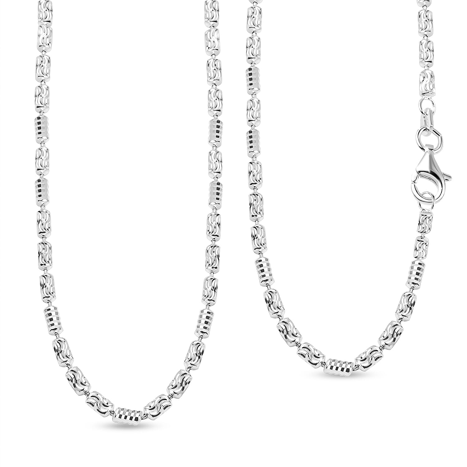 Italian Made- Sterling Silver Diamond Cut  (Size - 18) With Lobster Clasp, Silver Wt. 9.01 Gms