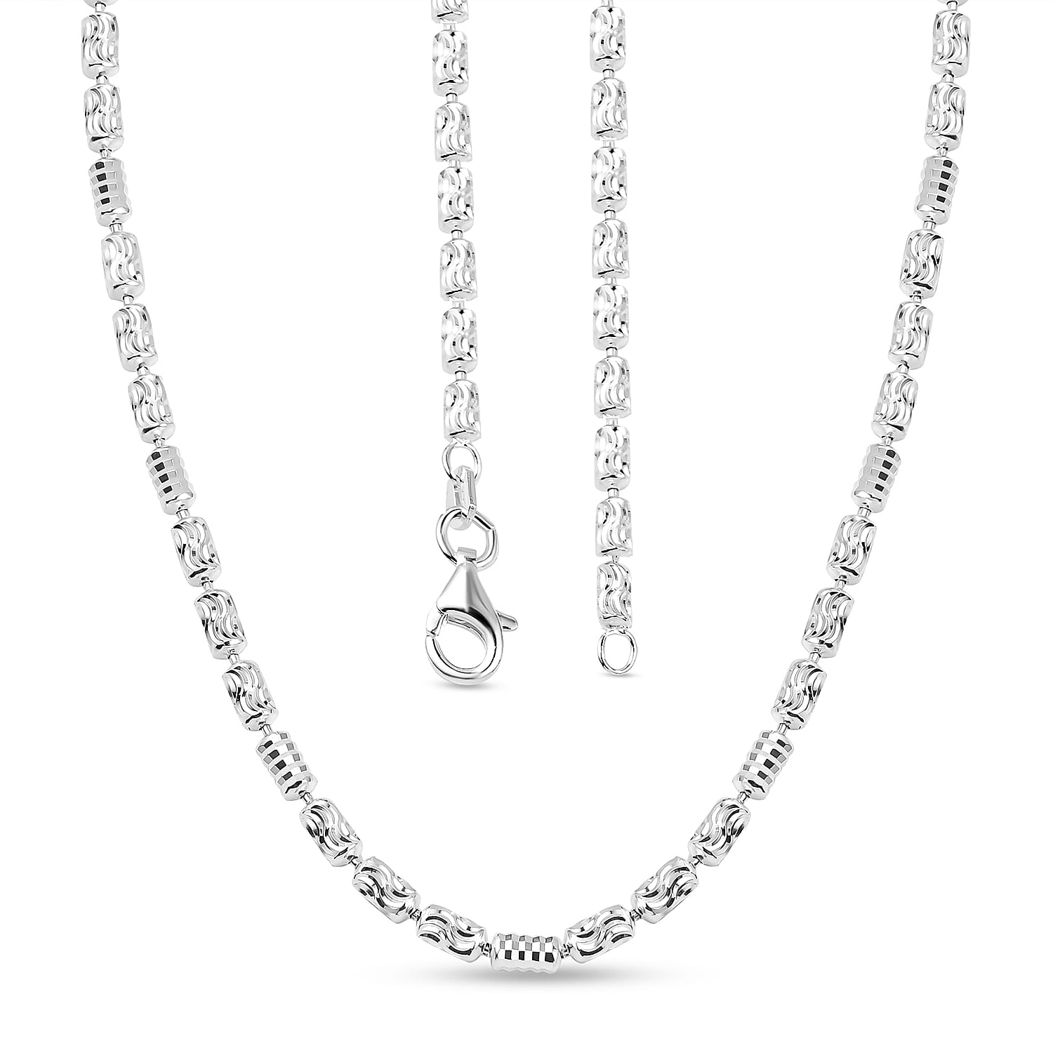 Italian Made- Sterling Silver Diamond Cut  (Size - 18) With Lobster Clasp, Silver Wt. 9.01 Gms