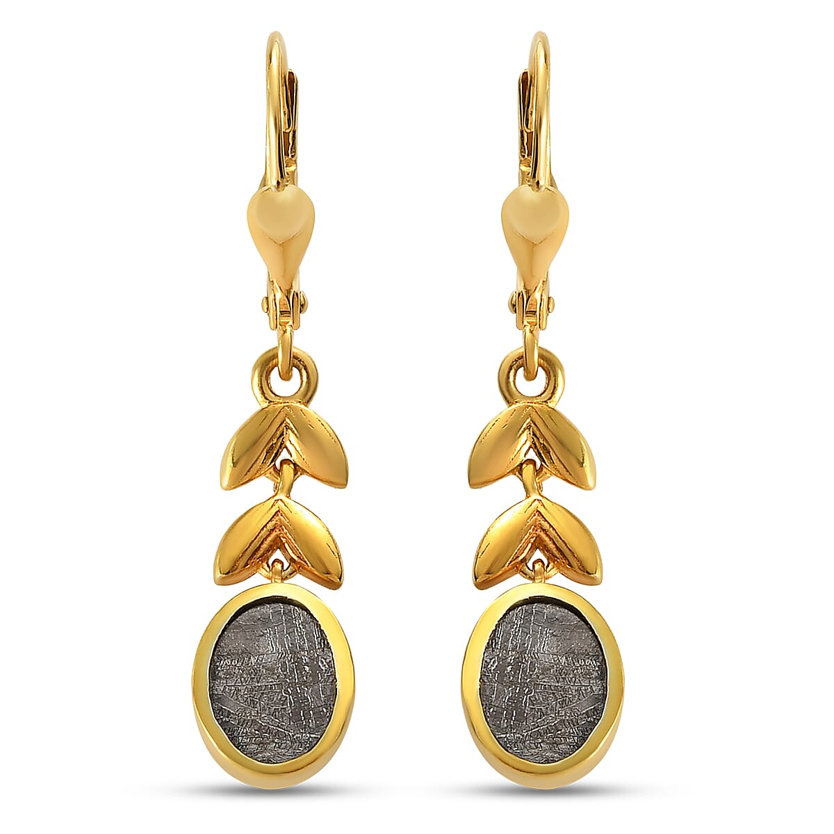Meteorite Dangle Earrings in 14K Gold Overlay Sterling Silver 7.24 Ct.