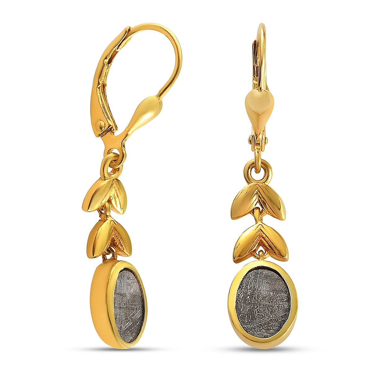 Meteorite Dangle Earrings in 14K Gold Overlay Sterling Silver 7.24 Ct.