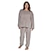 Faux Fur Long Sleeves Sleepwear Set - Black