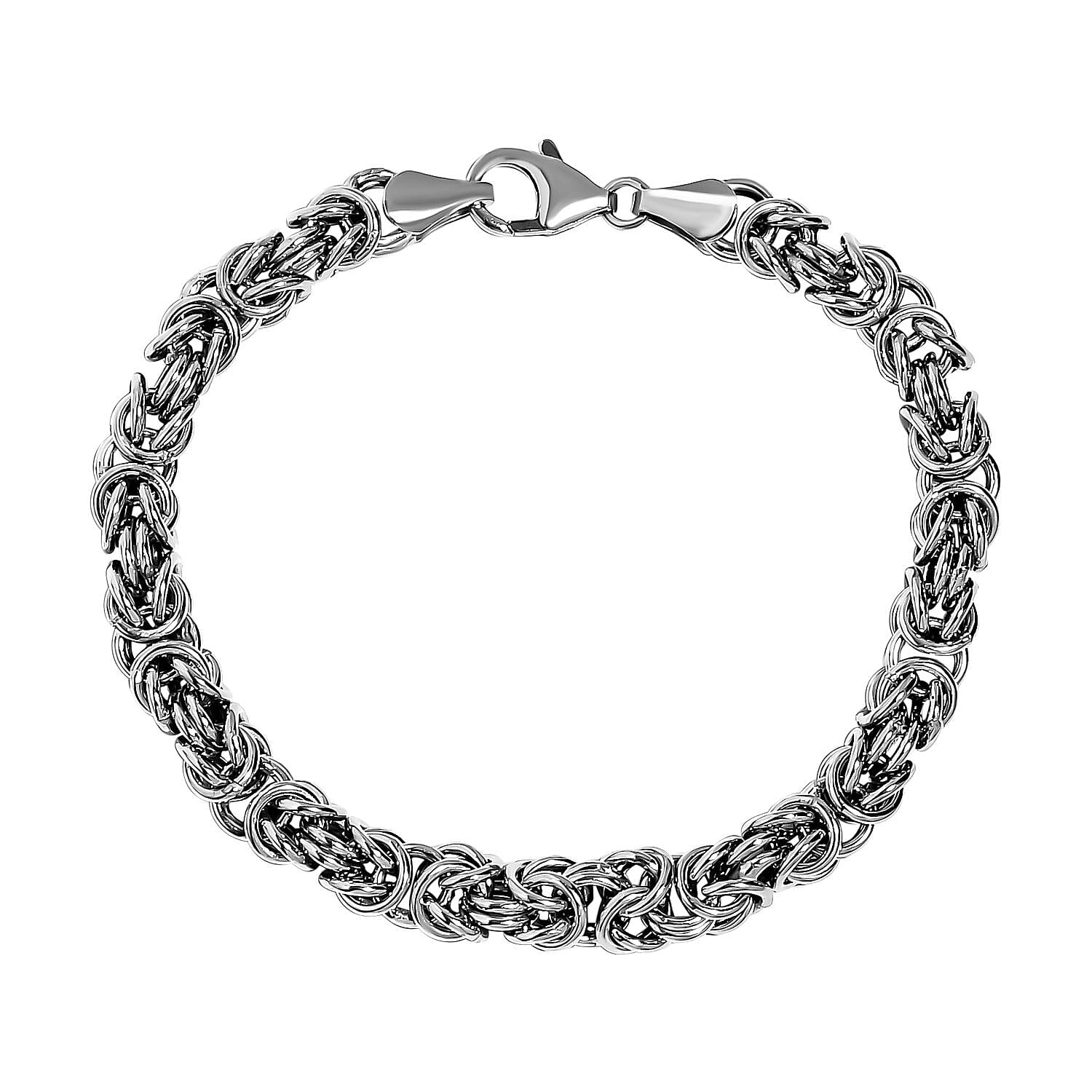 Platinum Overlay Sterling Silver Byzantine Bracelet With Lobster Clasp (Size - 7.5), Silver Wt. 11.76 Gms