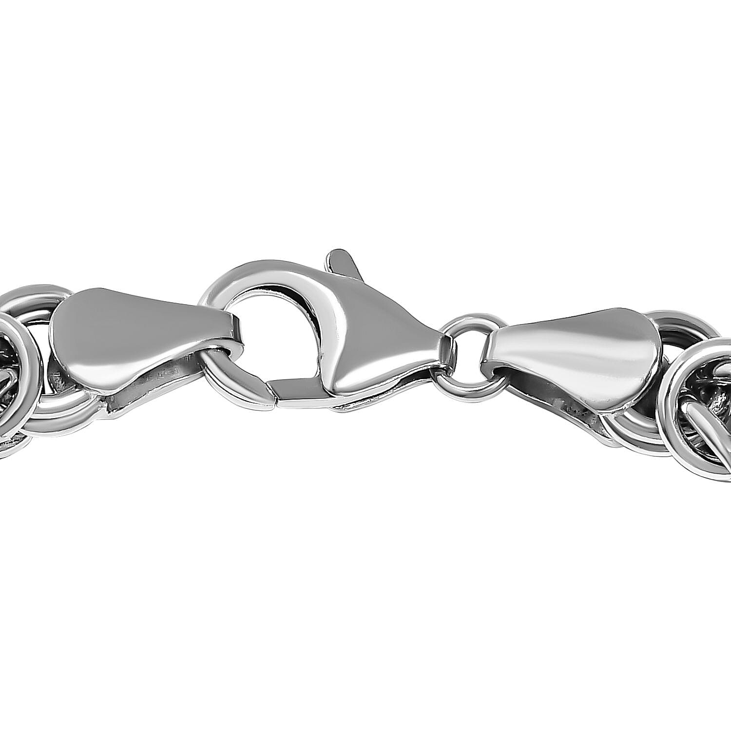 Platinum Overlay Sterling Silver Byzantine Bracelet With Lobster Clasp (Size - 7.5), Silver Wt. 11.76 Gms