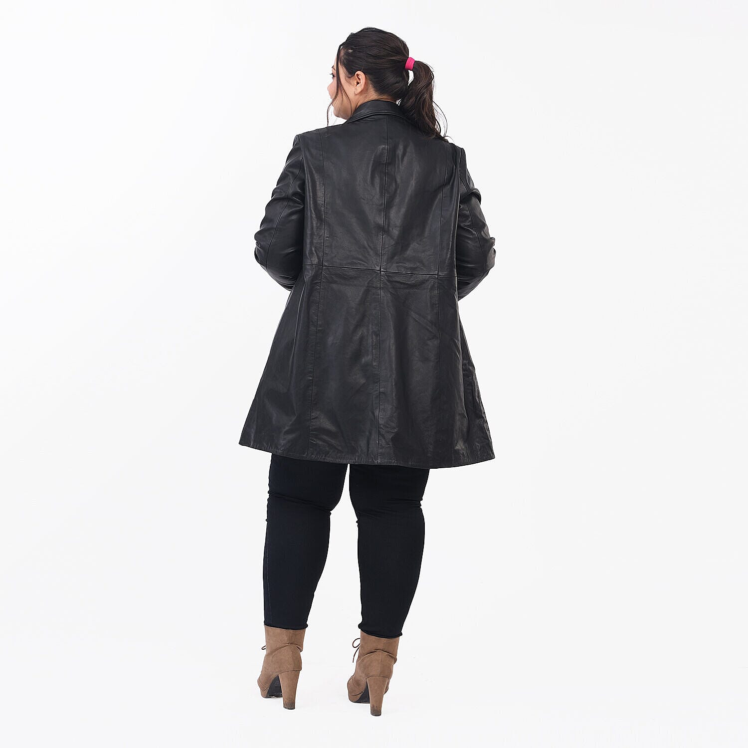 La Marey Genuine Leather Long Coat - Black