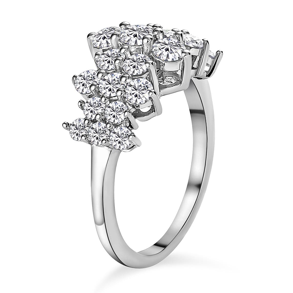 Moissanite Ring in Platinum Overlay Sterling Silver