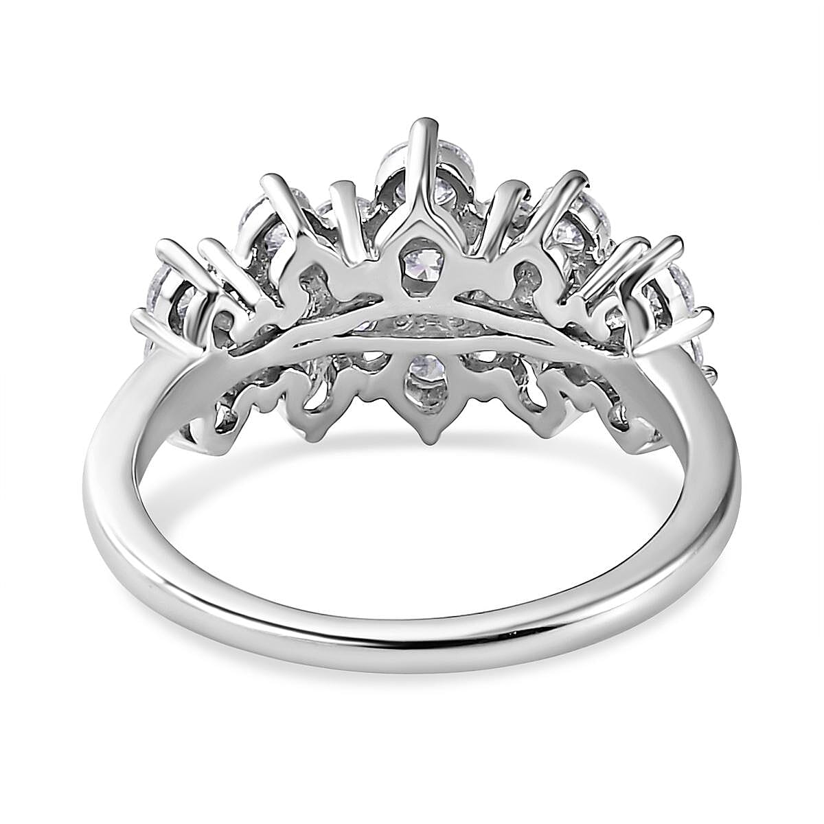 Moissanite Ring in Platinum Overlay Sterling Silver