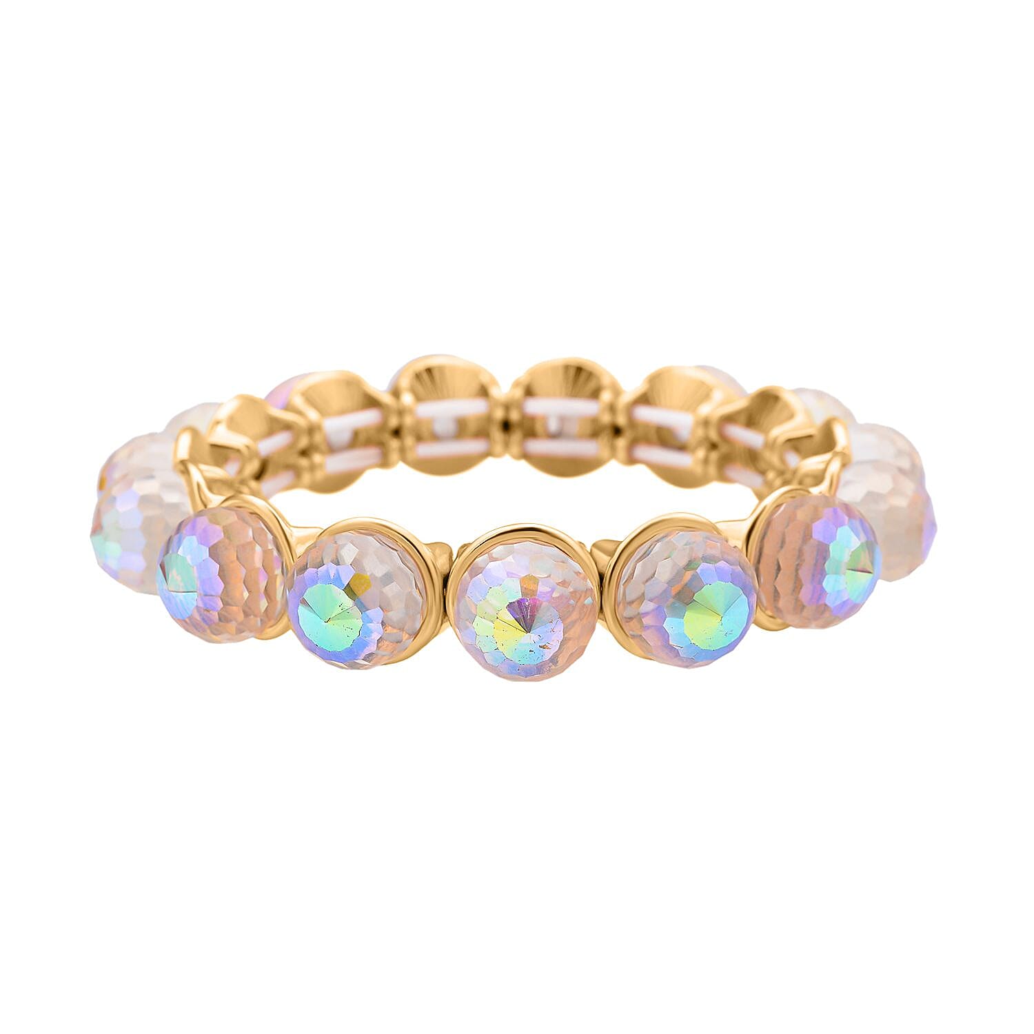 Simulated AB Crystal Ball Bracelet (Size - 6.25 Stretchable)