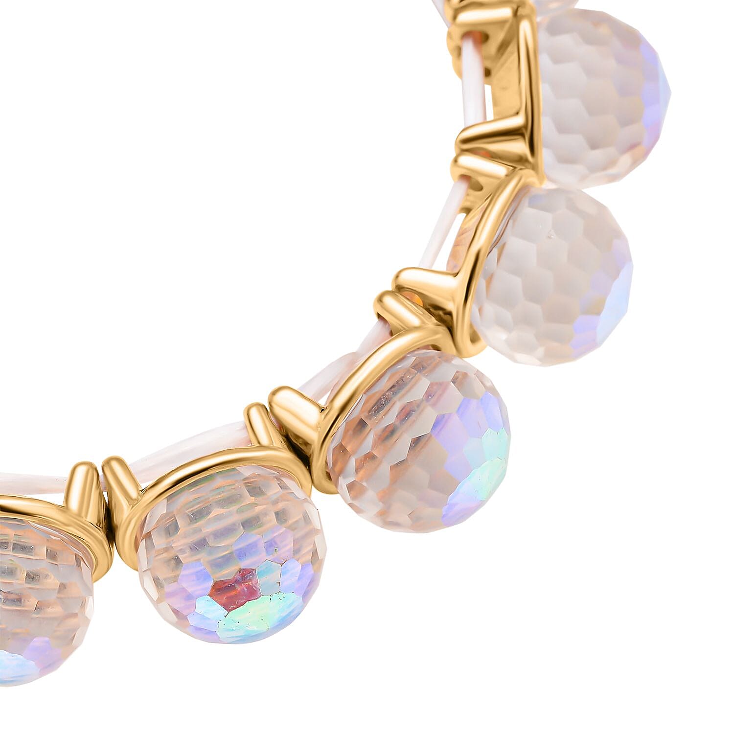 Simulated AB Crystal Ball Bracelet (Size - 6.25 Stretchable)