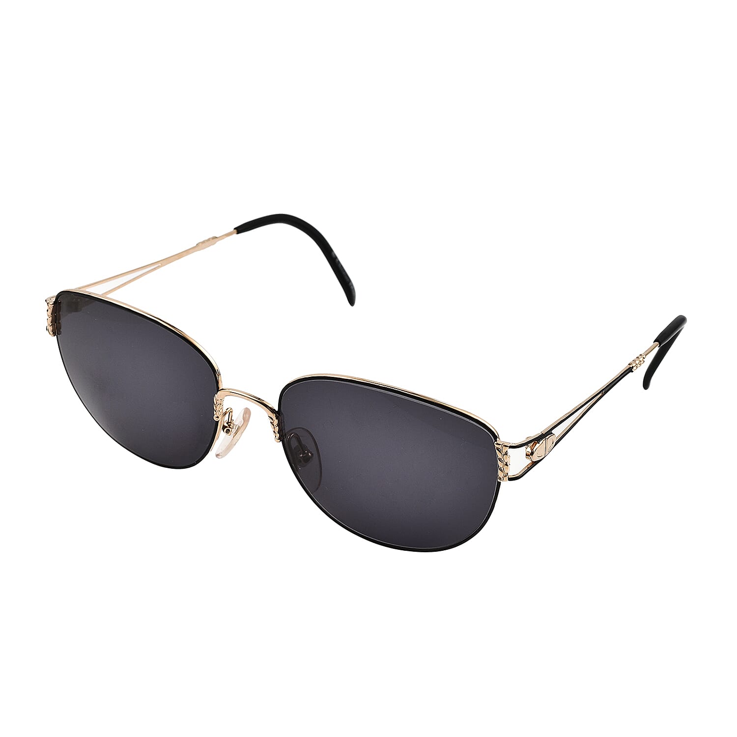 Closeout Deal - Dior Vintage Metalcat Eye Sunglasses with Black Lenses - Black