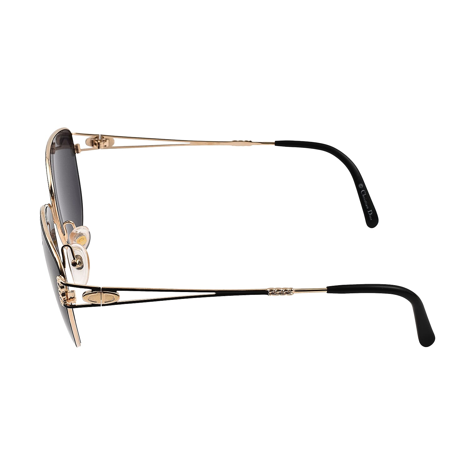 Closeout Deal - Dior Vintage Metalcat Eye Sunglasses with Black Lenses - Black