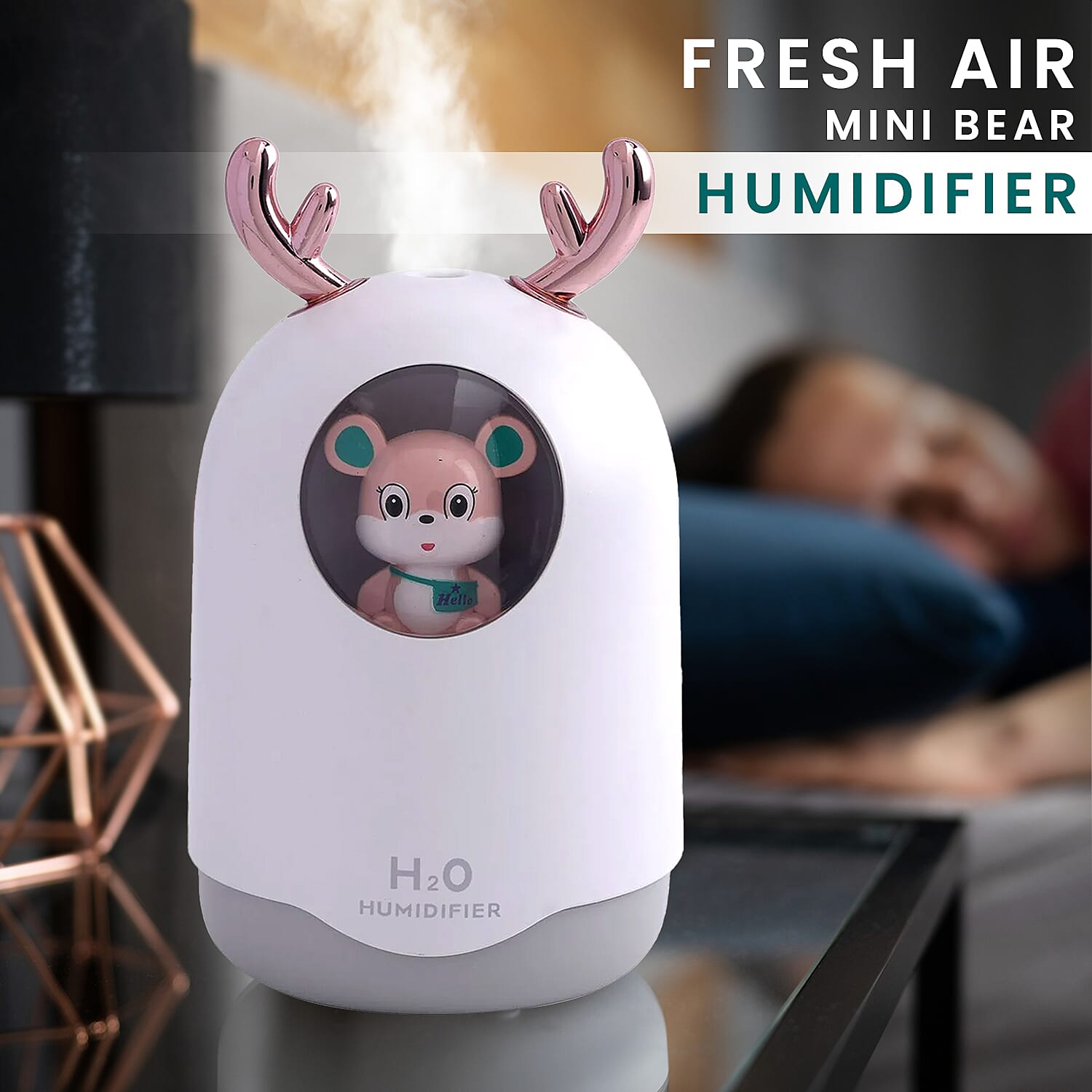 USB Mini Bear Humidifier (Size 14x9x6 Cm) - White