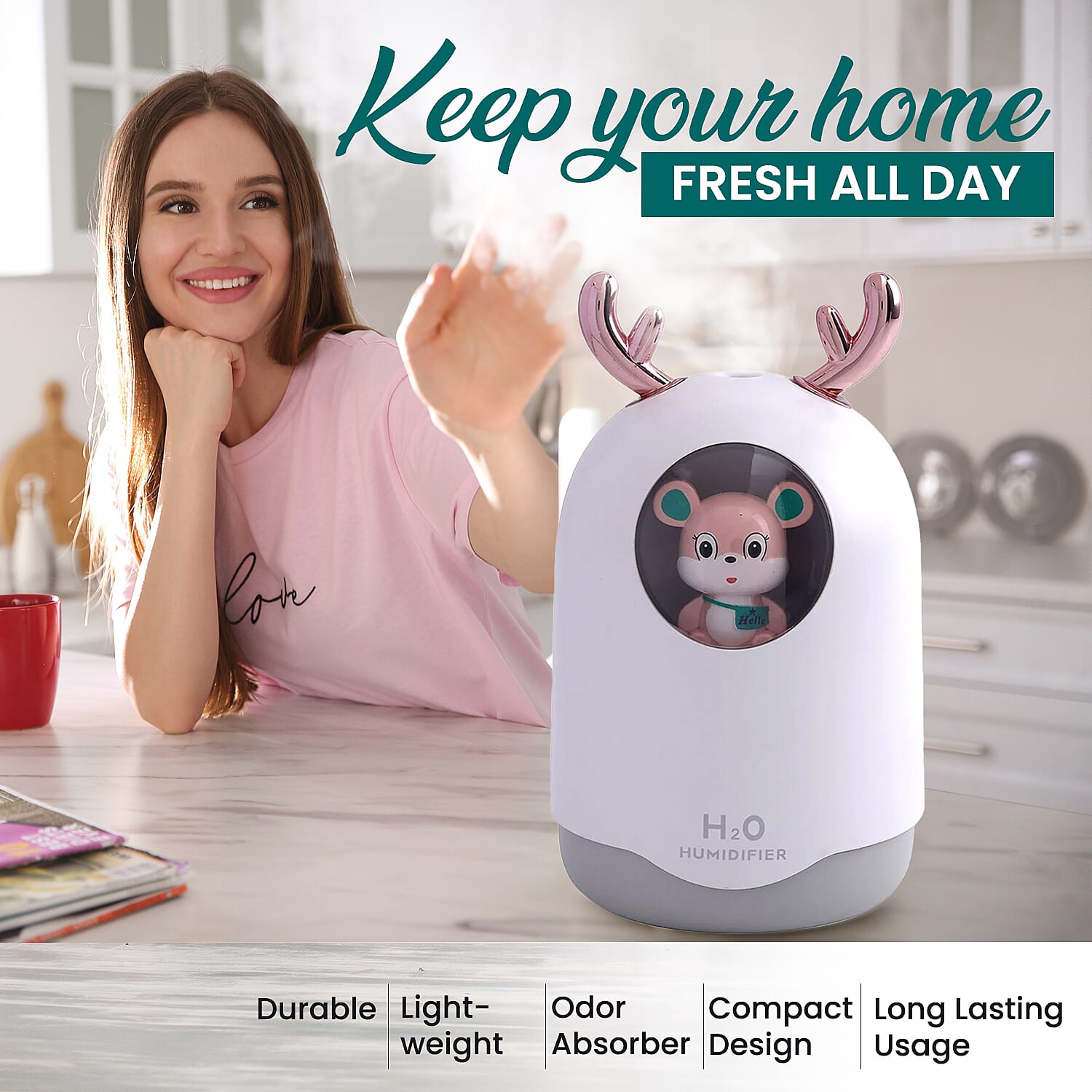 USB Mini Bear Humidifier (Size 14x9x6 Cm) - White