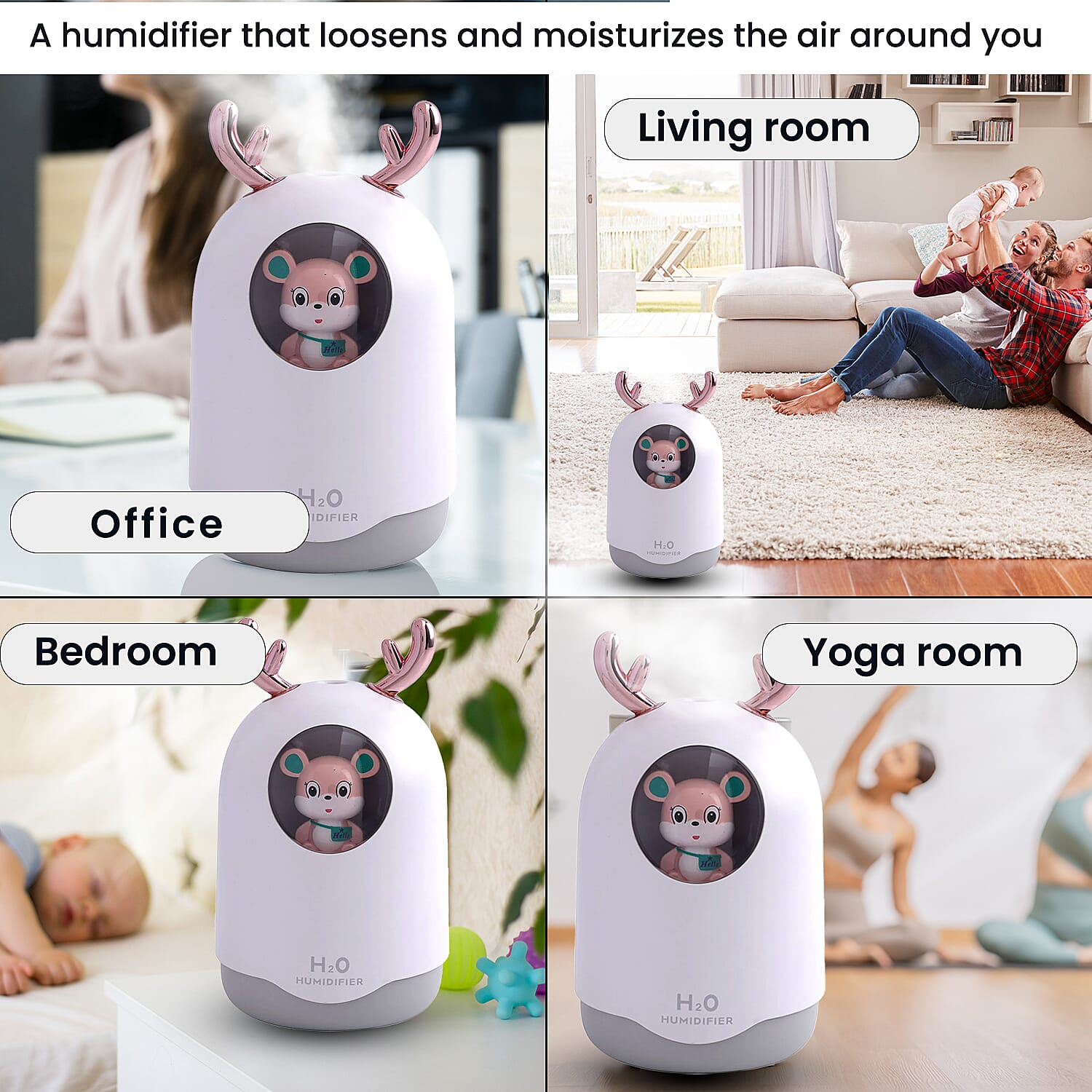 USB Mini Bear Humidifier (Size 14x9x6 Cm) - White