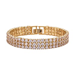 White Crystal Bracelet (Size - 7.5) In Yellow Gold tone